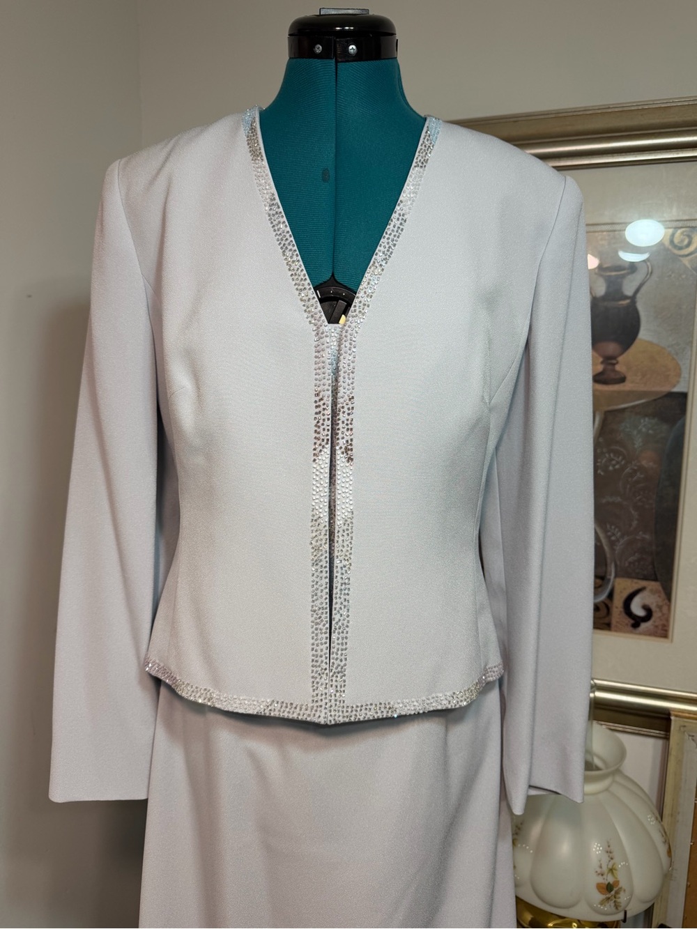 DAYMORE Couture Two Piece Gray Mother Of The Bride Jacket Dress Size 6